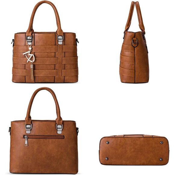 PU Leather Weave Shoulder Bag for Women Elegant Top Handle Designer Purse - Picture 3 of 7